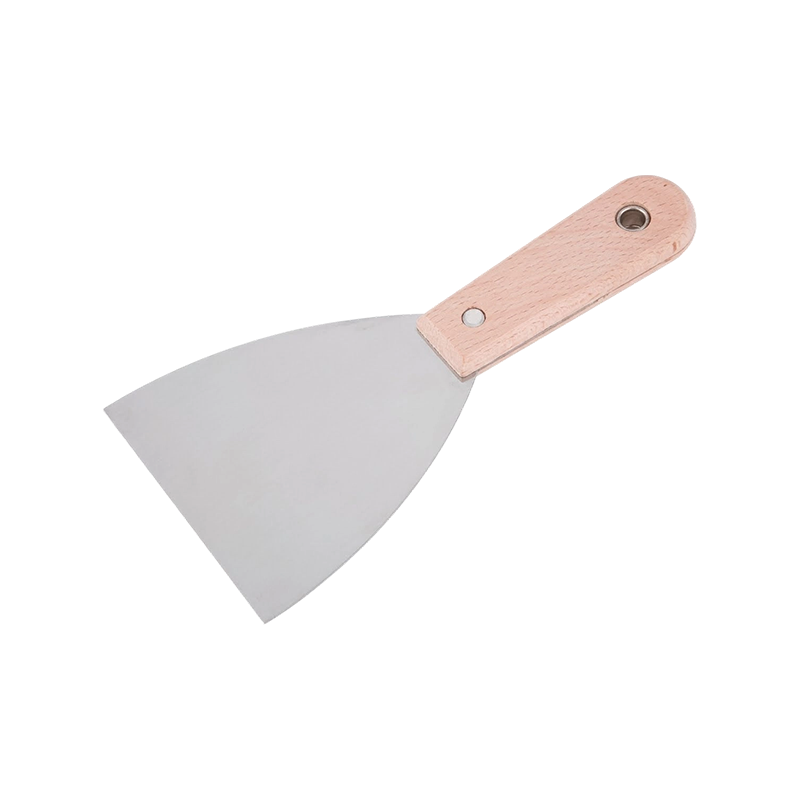 Premium Mirror-Polished Stainless Steel Putty Knife with Beech Wood Handle 